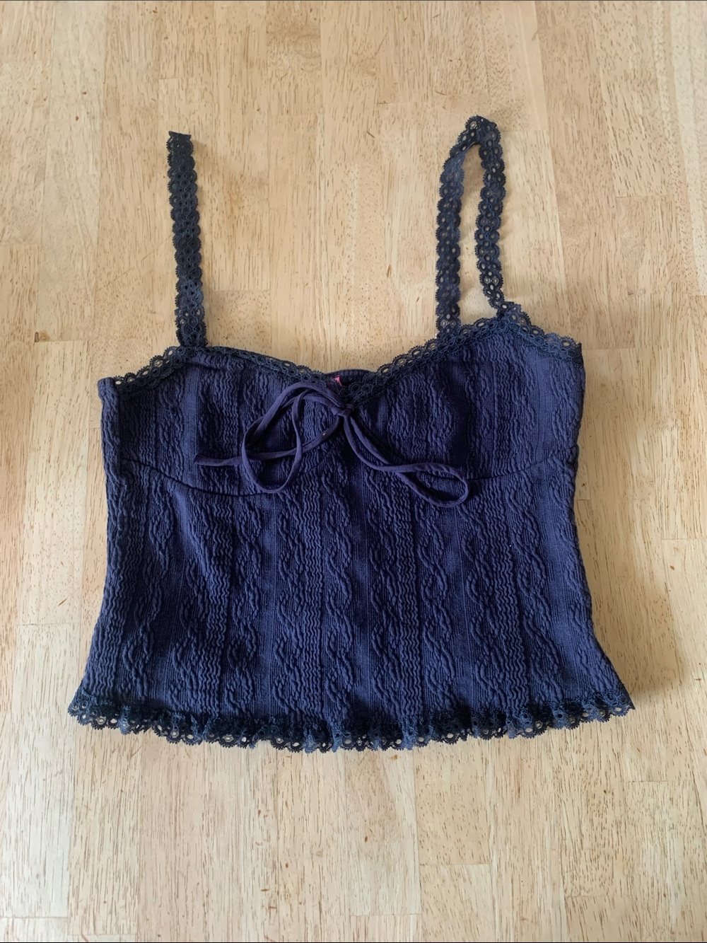 Navy Lace-Trim Cami Tank Top